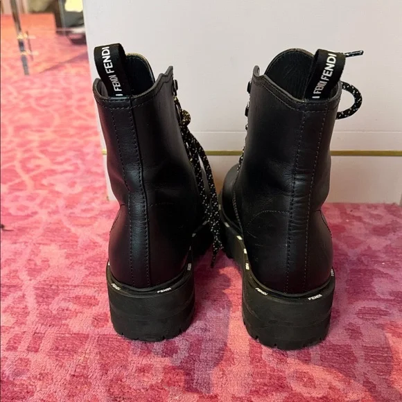 Fendi Black Leather Combat Boots - Picture 4 of 6